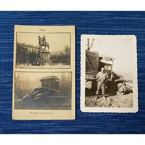 Vintage Postcard Soldier Photo Military Metz Monument Guillaume I WWI Germany 9B